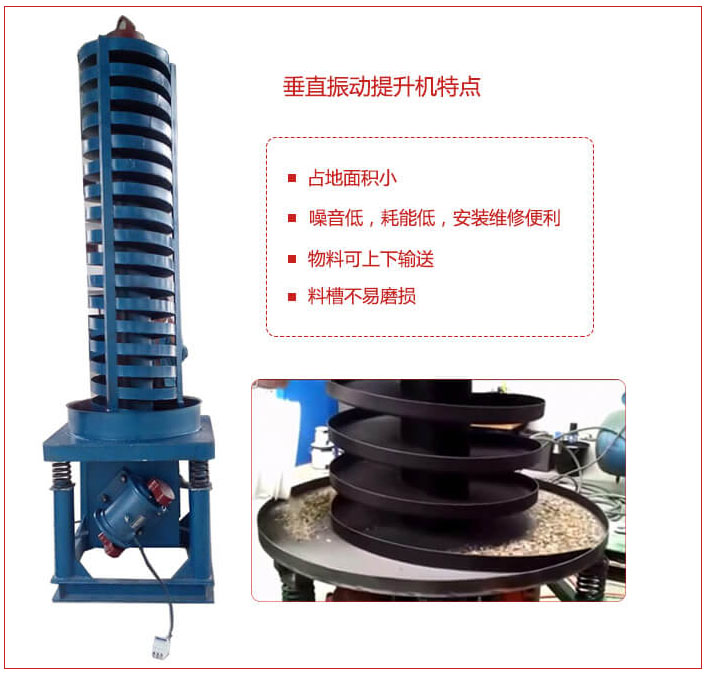 DZC垂直振動(dòng)提升機(jī)主要特點(diǎn)：產(chǎn)品占地面積小，便于工藝布置。物料殼向上輸送，亦可向下輸送。噪音低，結(jié)構(gòu)簡(jiǎn)單，安裝，維修便利。能耗小，節(jié)約電能，料槽磨損小。